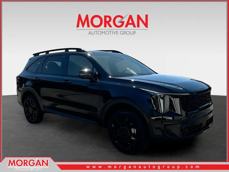 2026 Kia Sorento X-Line SX Prestige in Black — front three-quarter view