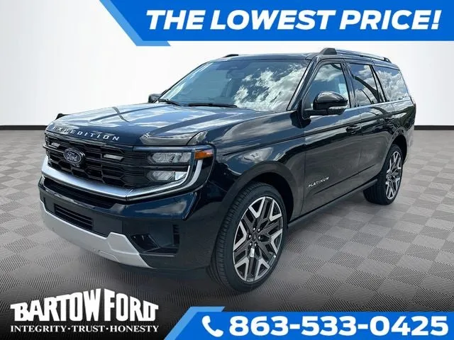 2026 Ford Expedition Platinum in Black Metallic — front three-quarter view