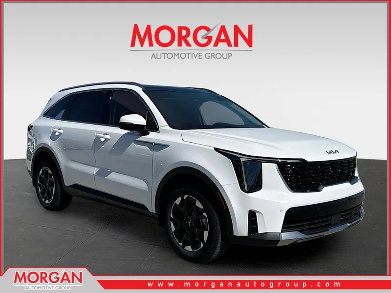 2026 Kia Sorento S in Glacial White Pearl — front three-quarter view