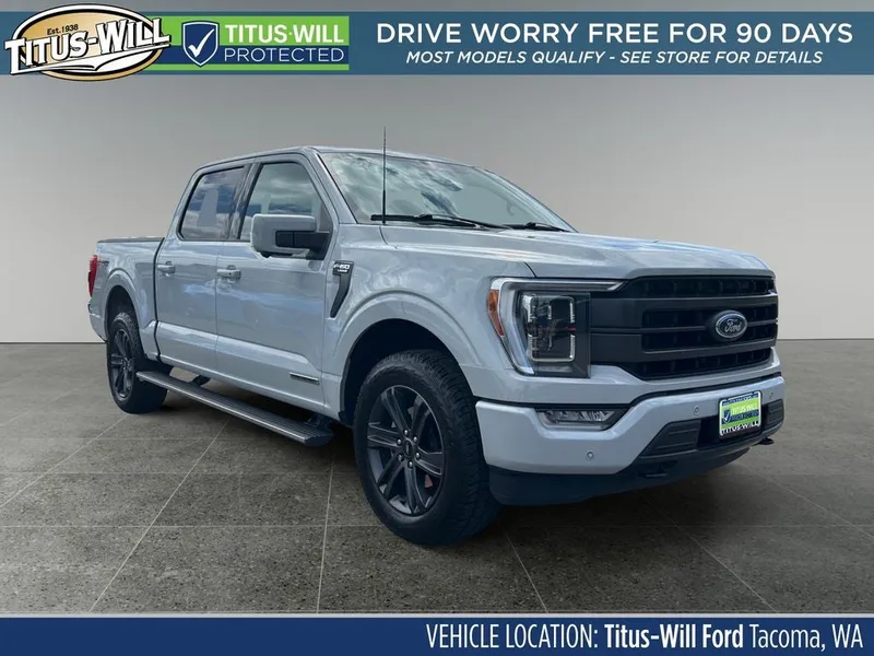 2023 Ford F-150 Lariat in Avalanche — front three-quarter view
