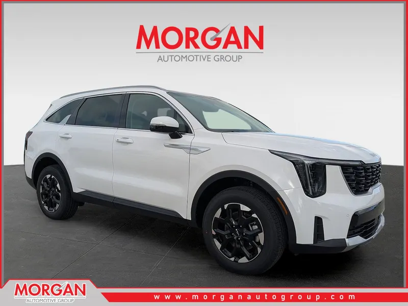2026 Kia Sorento S in Glacial White Pearl — front three-quarter view