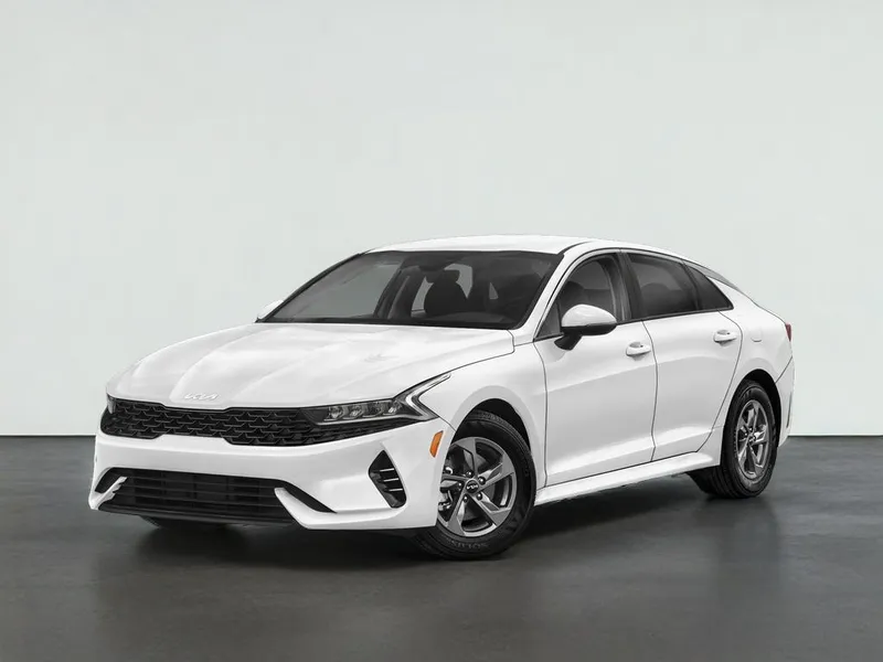 2022 Kia K5 EX in Glacial White Pearl — front three-quarter view