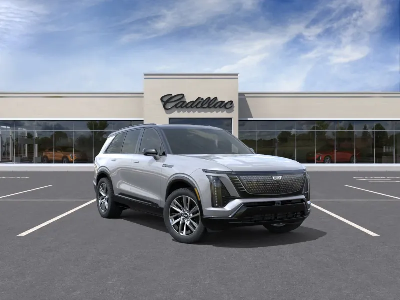 2026 Cadillac VISTIQ Sport in Argent Silver Metallic — front three-quarter view