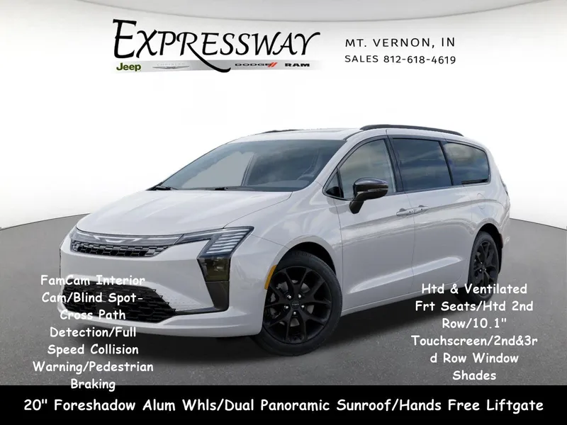 2027 Chrysler Pacifica Limited in Bright White Clear-Coat Exterior Paint — front three-quarter view