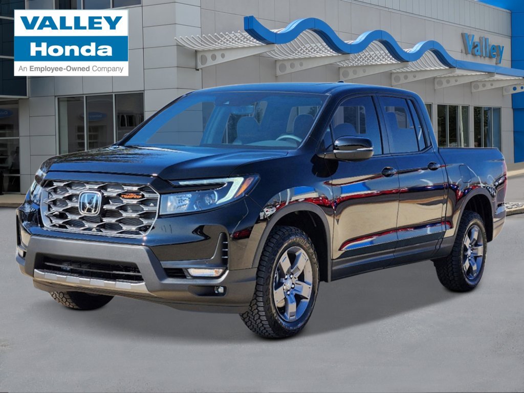 2026 Honda Ridgeline TrailSport in Crystal Black Pearl — front three-quarter view