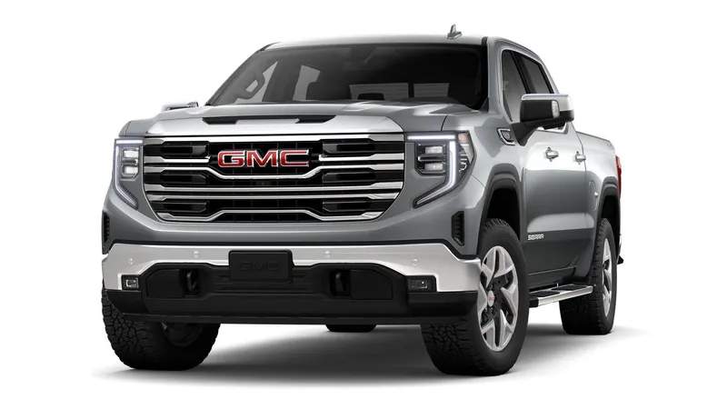 2026 GMC Sierra 1500 SLT in Sterling Metallic — front three-quarter view