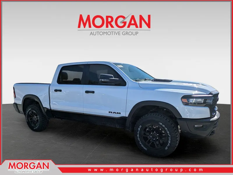2026 Ram 1500 Rebel in White — front three-quarter view