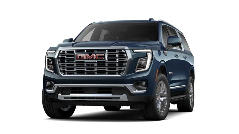 2026 GMC Yukon XL Denali in Downpour Metallic — front three-quarter view