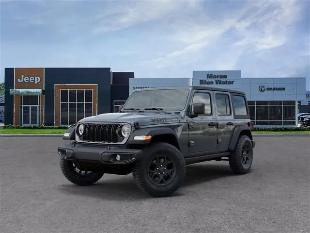 2026 Jeep Wrangler WRANGLER 4-DOOR WILLYS in Anvil Clear-Coat Exterior Paint — front three-quarter view