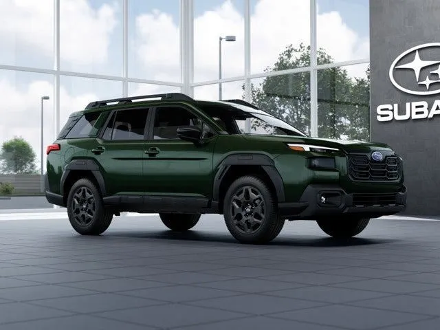 2026 Subaru OUTBACK Limited in Deep Emerald Green Pearl — front three-quarter view