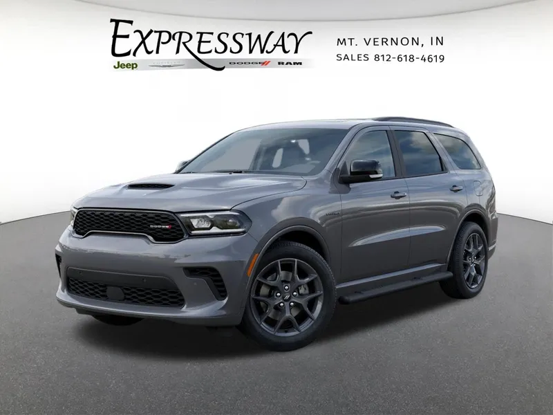 2026 Dodge Durango GT Plus HEMI V8 in Destroyer Gray Clear-Coat Exterior Paint — front three-quarter view
