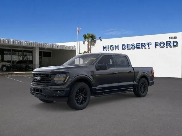 2025 Ford F-150 XLT in Agate Black Metallic — front three-quarter view