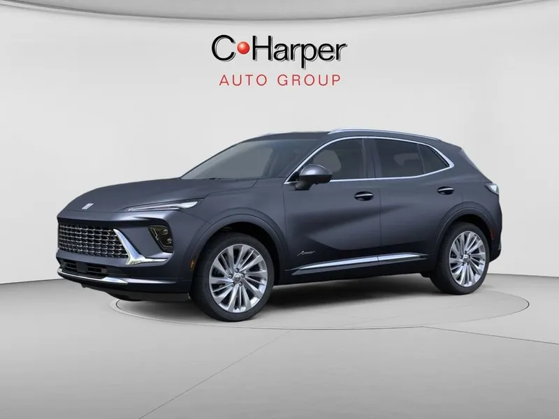 2026 Buick Envision Avenir in Quartz Blue Metallic — front three-quarter view