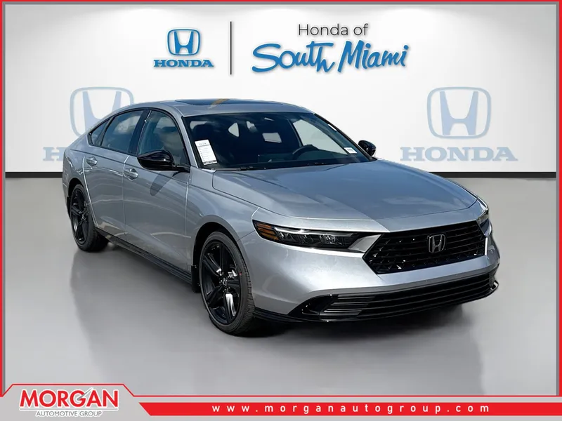 2026 Honda Accord Hybrid Sport-L in Solar Silver Metallic — front three-quarter view