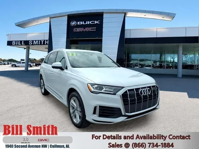 2022 Audi Q7 Premium Plus in White — front three-quarter view
