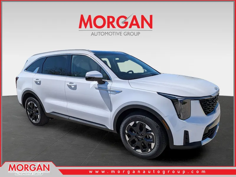 2026 Kia Sorento S in Glacial White Pearl — front three-quarter view