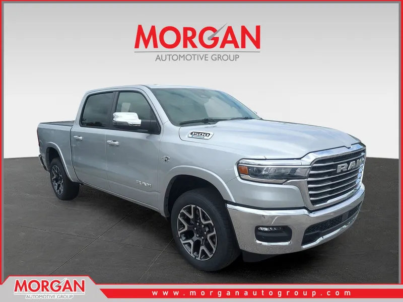 2026 Ram 1500 Laramie in Silver — front three-quarter view