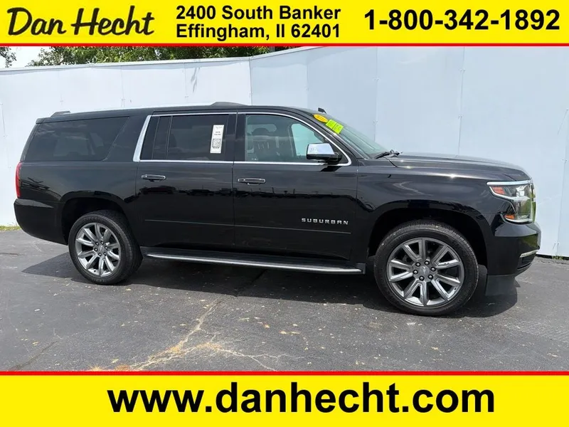 2017 Chevrolet Suburban Premier in Black — front three-quarter view