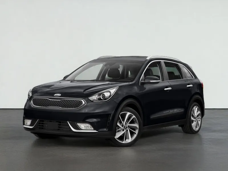 2017 Kia NIRO TOURING in Aurora Black Pearl — front three-quarter view