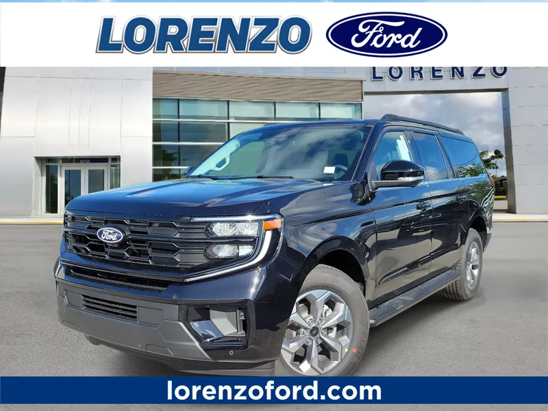 2027 Ford Expedition Max Active in Agate Black Metallic — front three-quarter view
