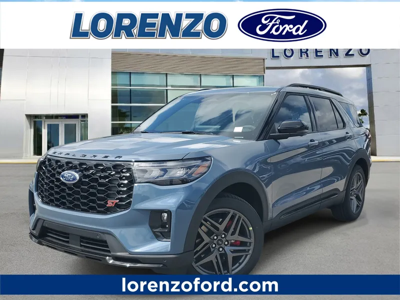 2026 Ford Explorer ST in Vapor Blue Metallic — front three-quarter view
