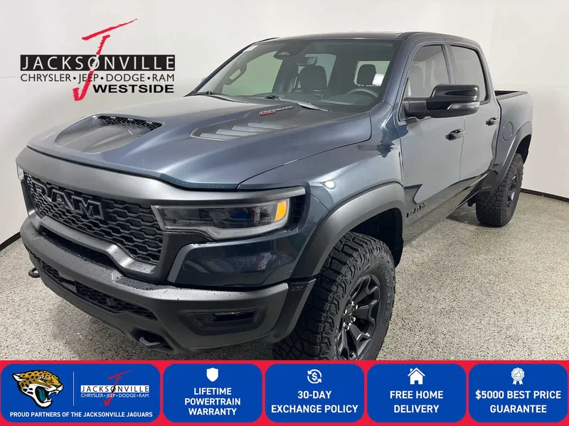 2026 RAM 1500 RHO in Forged Blue Metallic Exterior Paint — front three-quarter view