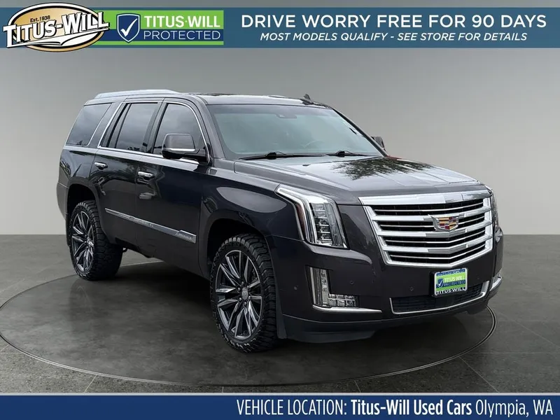 2018 Cadillac Escalade Platinum Edition in Gray — front three-quarter view