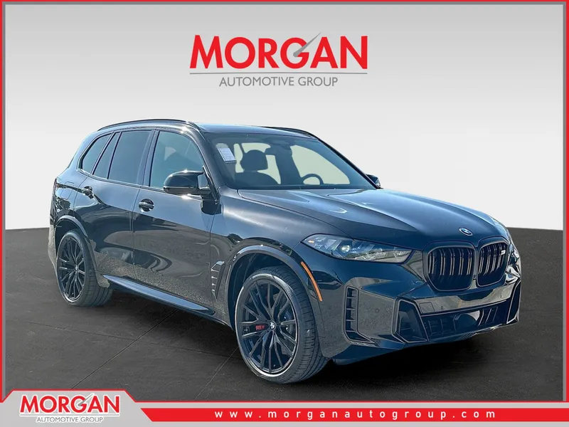 2026 BMW X5 M60i in Black Sapphire Metallic — front three-quarter view