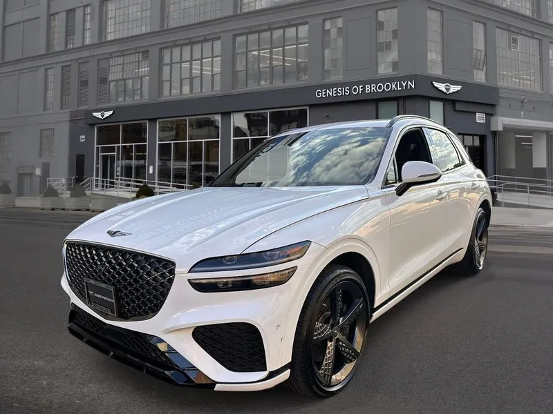 2023 Genesis GV70 3.5T Sport in Alta White — front three-quarter view