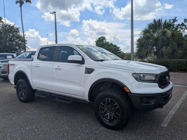 2021 Ford Ranger Lariat in Oxford White — front three-quarter view