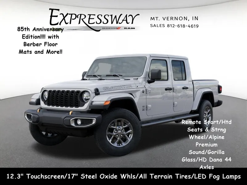 2026 Jeep Gladiator 85th Anniversary Edition in Bright White Clear-Coat Exterior Paint — front three-quarter view