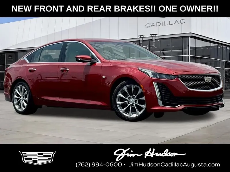 2020 Cadillac CT5 Premium Luxury in Red — front three-quarter view