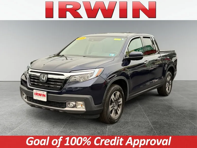 2019 Honda Ridgeline RTL-E in Blue — front three-quarter view