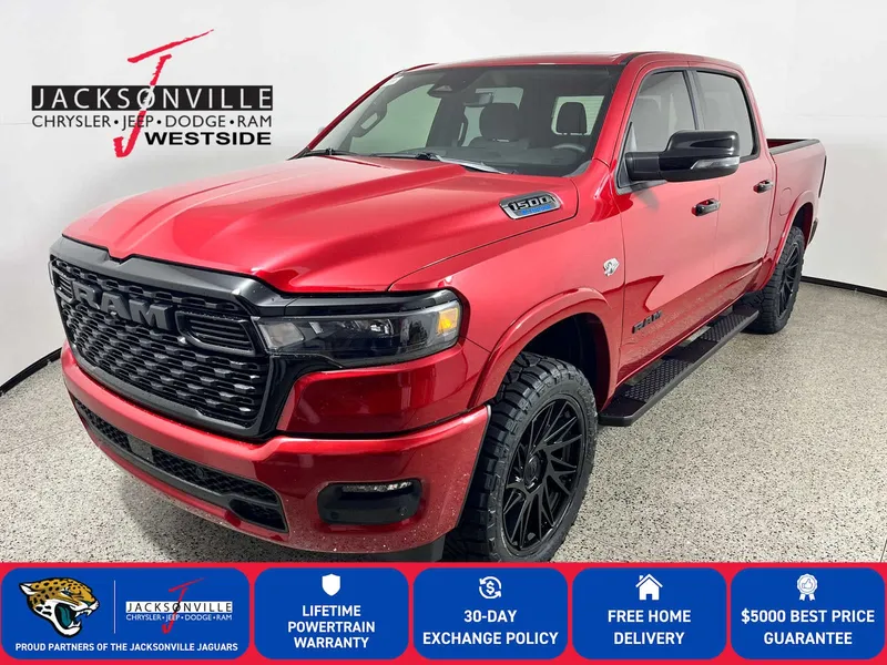 2026 RAM 1500 Big Horn in Molten Red Pearl-Coat Exterior Paint — front three-quarter view