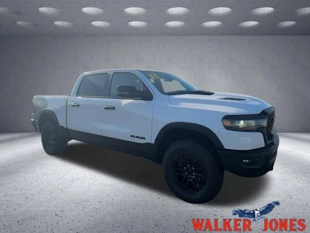 2025 RAM 1500 Rebel in White — front three-quarter view