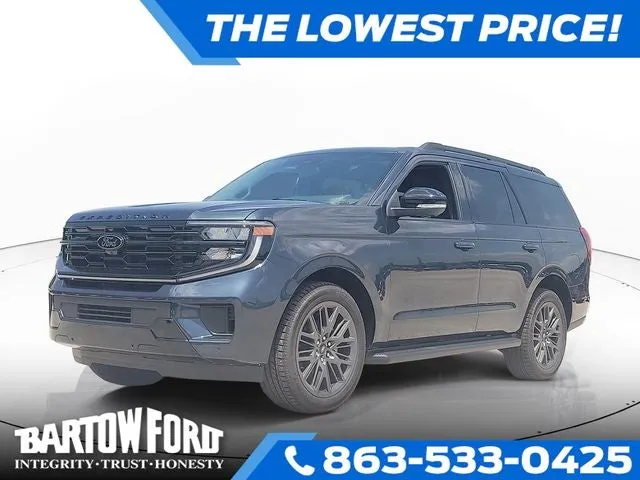 2026 Ford Expedition Platinum in Blue Metallic — front three-quarter view