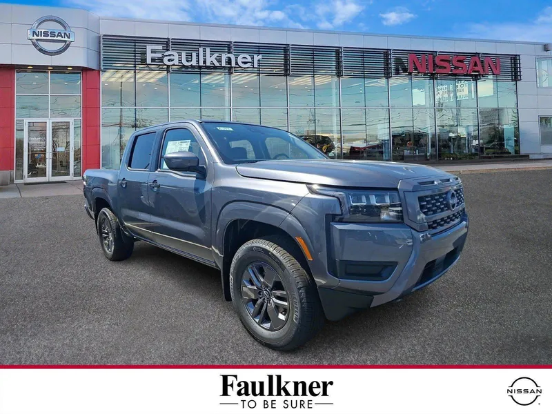 2026 Nissan Frontier Crew Cab SV in Gun Metallic — front three-quarter view