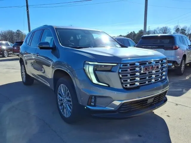 2026 GMC Acadia Denali in Sterling Metallic — front three-quarter view