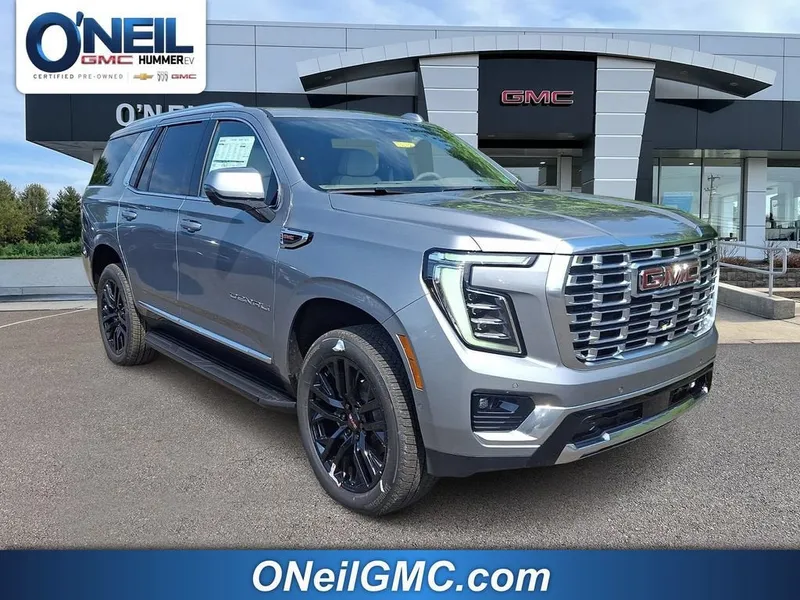 2026 GMC Yukon Denali in Sterling Metallic — front three-quarter view