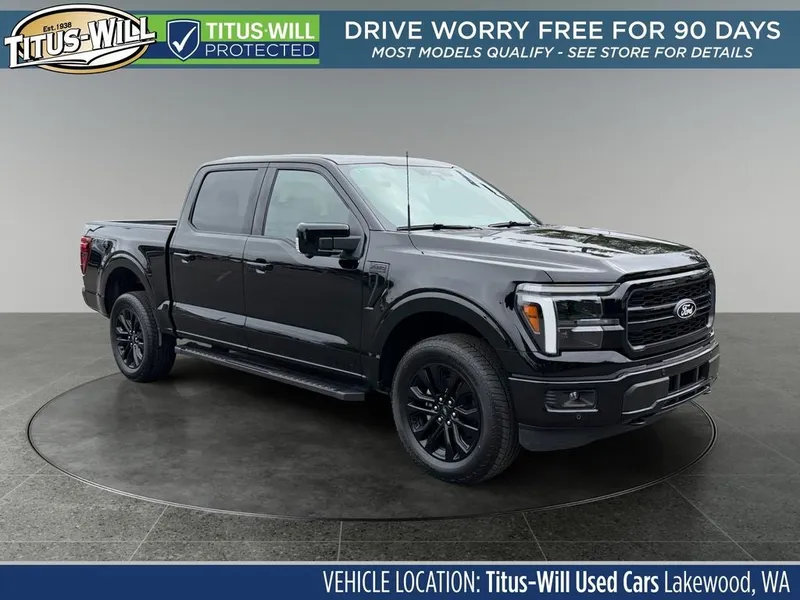 2026 Ford F-150 Lariat in Black — front three-quarter view
