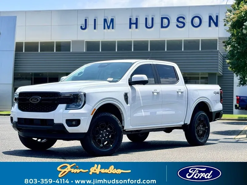 2026 Ford Ranger Lariat in Oxford White — front three-quarter view