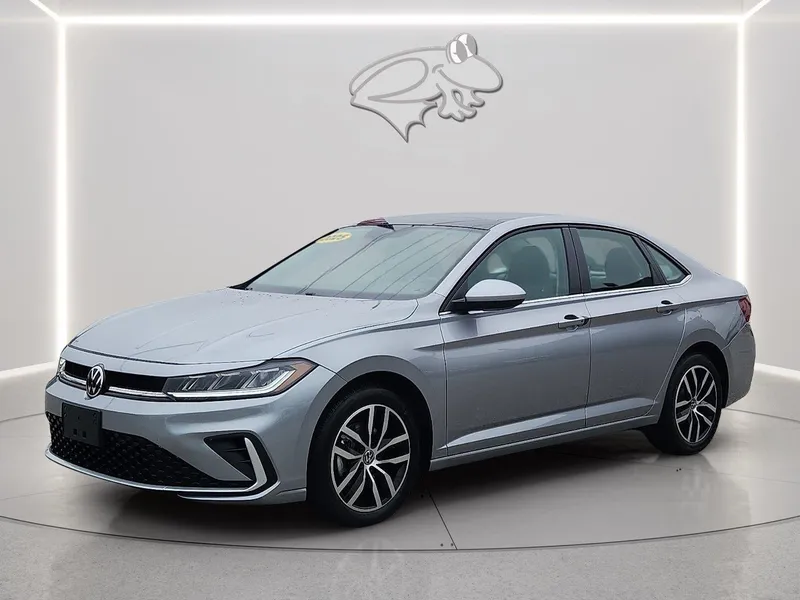 2025 Volkswagen Jetta SE in Deep Black Pearl — front three-quarter view