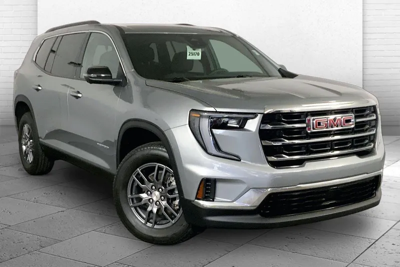 2025 GMC Acadia Elevation in Sterling Metallic — front three-quarter view