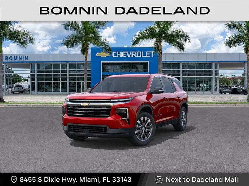 2026 Chevrolet Traverse LT in Radiant Red Tintcoat — front three-quarter view