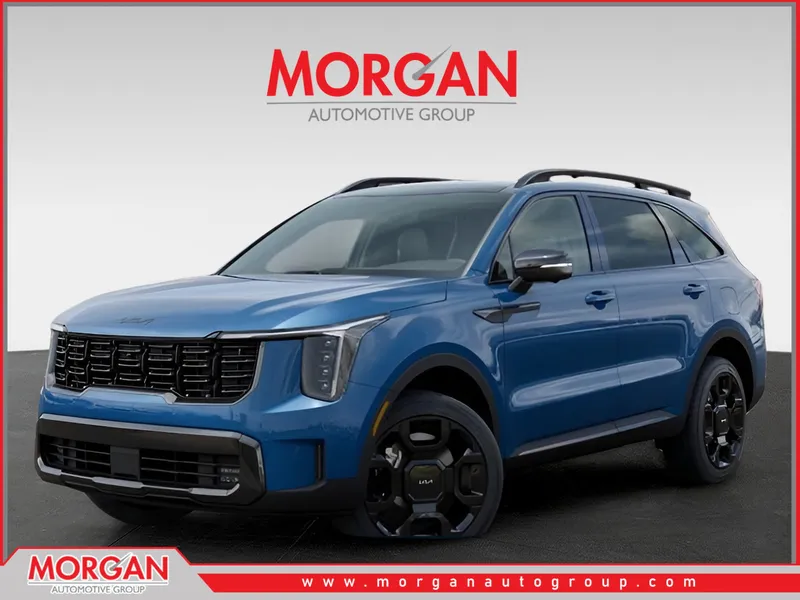 2026 Kia Sorento Hybrid X-Line SX Prestige in Blue — front three-quarter view