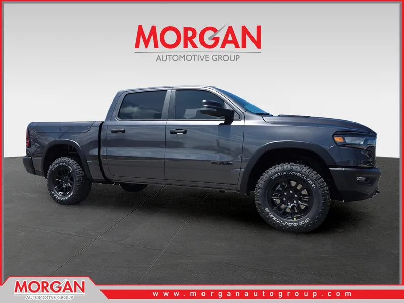 2026 Ram 1500 Rebel in Gray — front three-quarter view