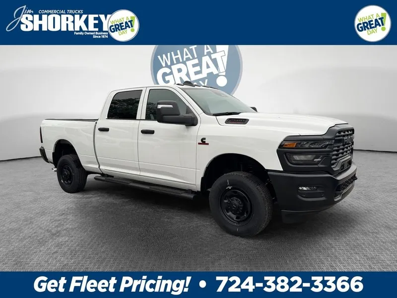 2025 RAM 2500 Tradesman 4x4 / 6.7L Diesel / 6'4" Bed in Bright White Clear-Coat Exterior Paint — front three-quarter view