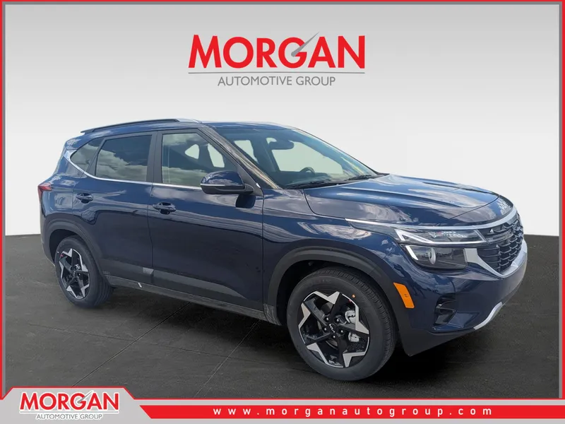 2026 Kia Seltos EX in Dark Ocean Blue — front three-quarter view