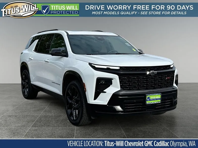 2024 Chevrolet Traverse RS in White — front three-quarter view