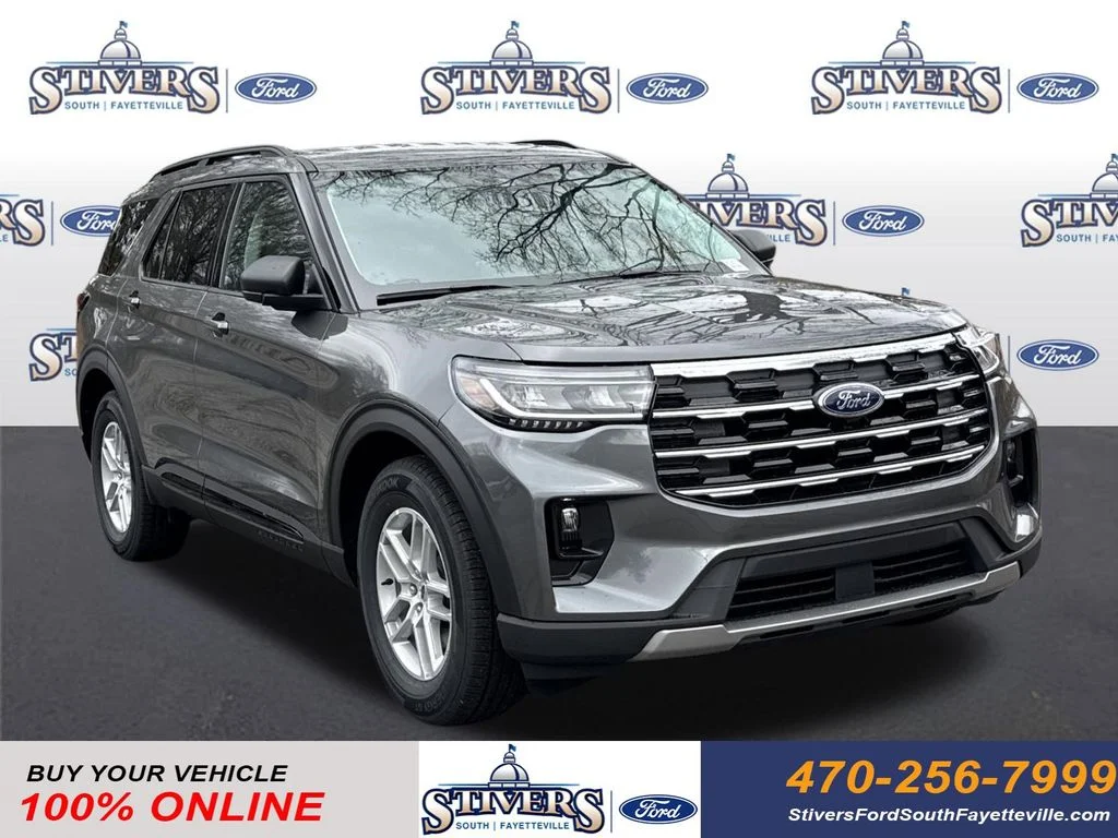 2026 Ford Explorer Active in Gray — front three-quarter view